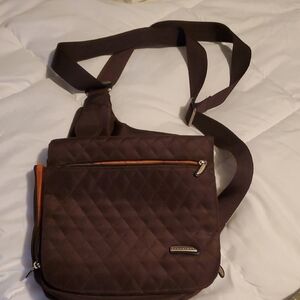 Brown Quilted Travelon Shoulder Bag